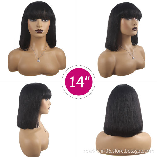 The cheapest Machine Made Bob Wigs human hair non lace bob wigs for black women Remy Silky Straight Human Hair Wig